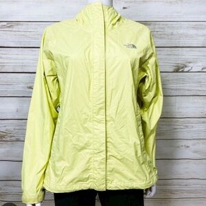 The North Face HyVent 2.5L Womens Hooded Jacket Size M Yellow Green Rain Coat